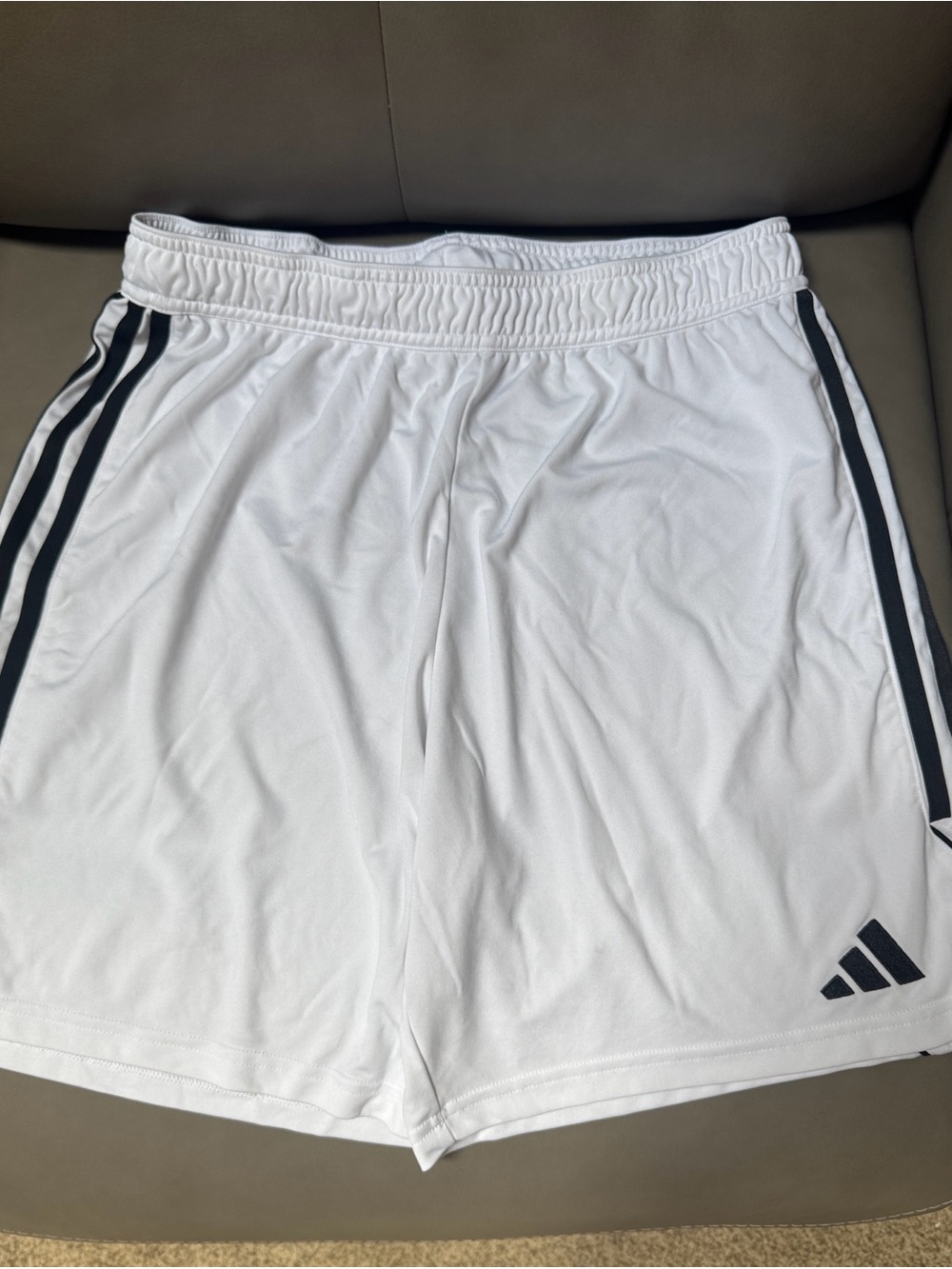 adidas White Athletic Shorts with Black Stripes